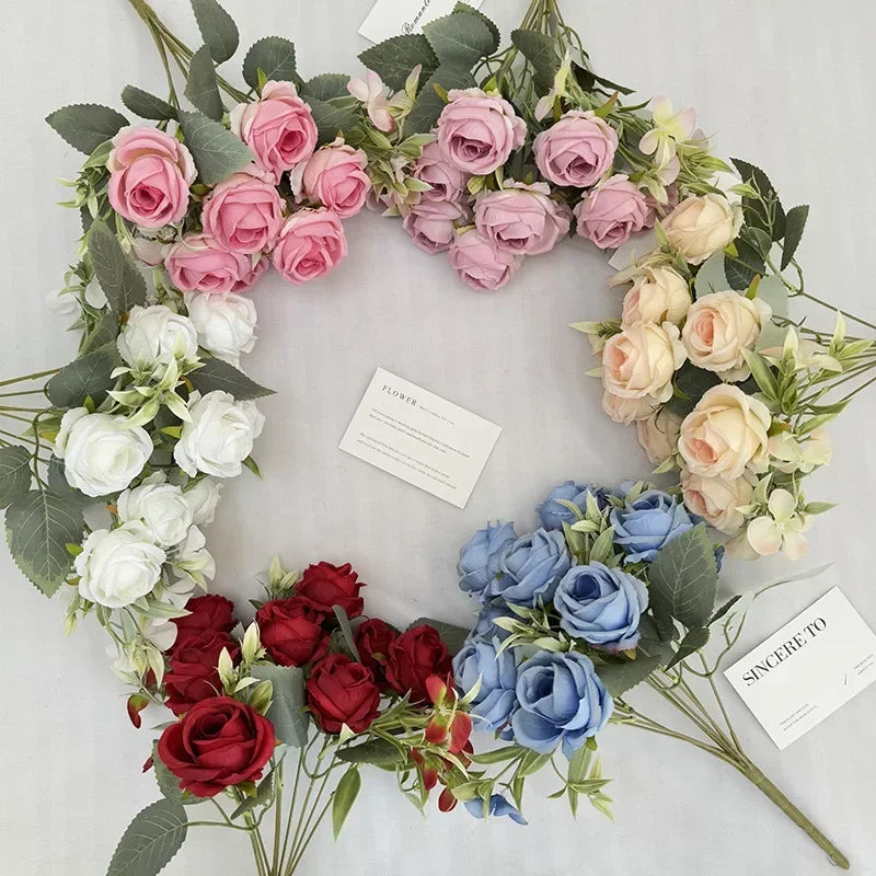 Artificial silk rose bouquet for interior decoration