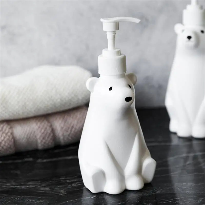 cute polar bear lotion dispenser refillable for soap and shampoo