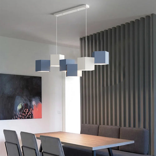 Modern simple nordic style creative hexagonal prism indoor chandelier - vue 3 sur 11