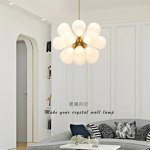 Nordic glass ball LED pendant chandelier for home decoration - vue 5 sur 10