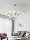 Modern copper chandelier with minimalist decorative glass