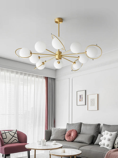 Nordic copper chandelier minimalist modern decorative glass - vue 2 sur 9