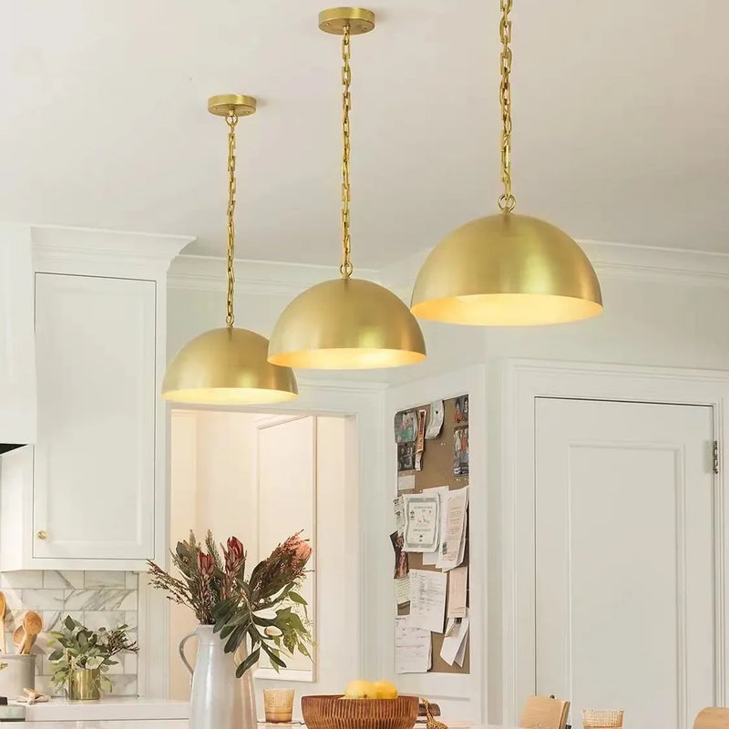 American style brass half ball pendant light