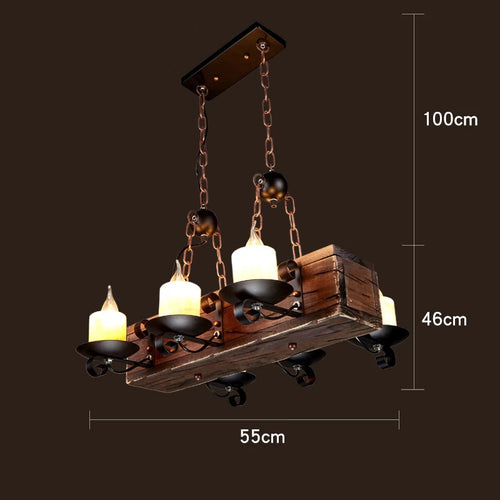 Retro wood industrial style chandelier for café and restaurant