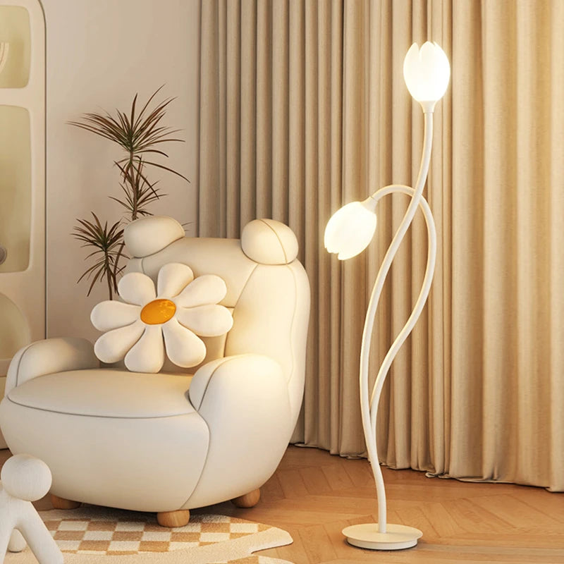 Double-headed flower-shaped LED floor lamp
