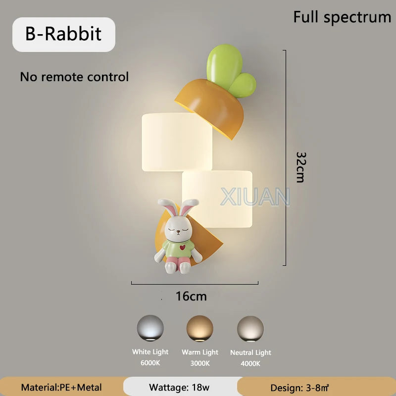 Decorative animal wall light for children's bedroom