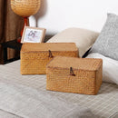 woven storage basket with lid for jewelry and miscellaneous items