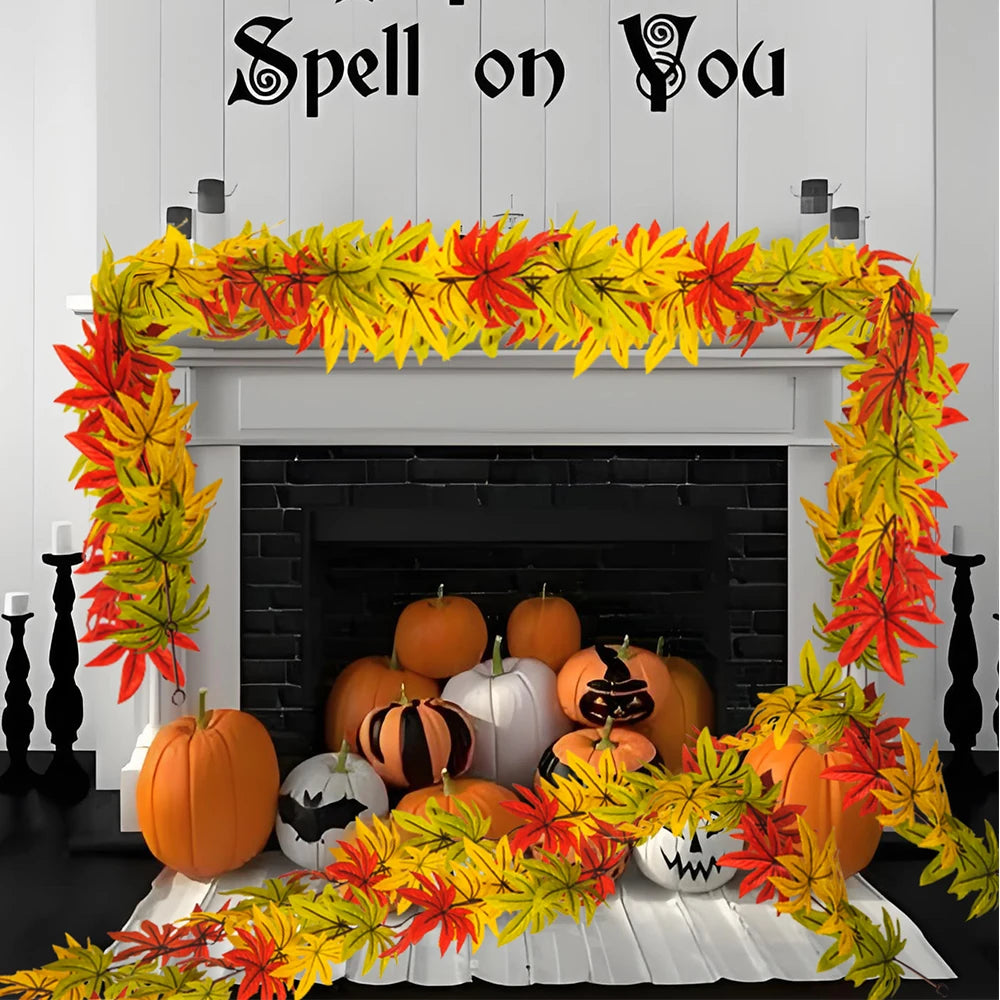 Artificial autumn maple wall plants for festive decorations