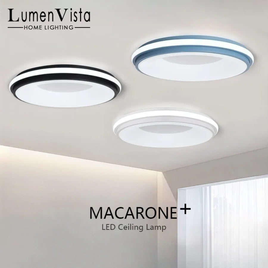Modern nordic LED macaron circular ceiling light for bedroom, children's room or living room