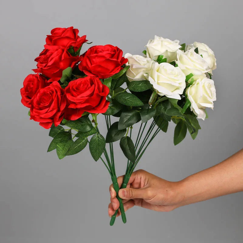 Artificial silk rose bouquet for interior decoration