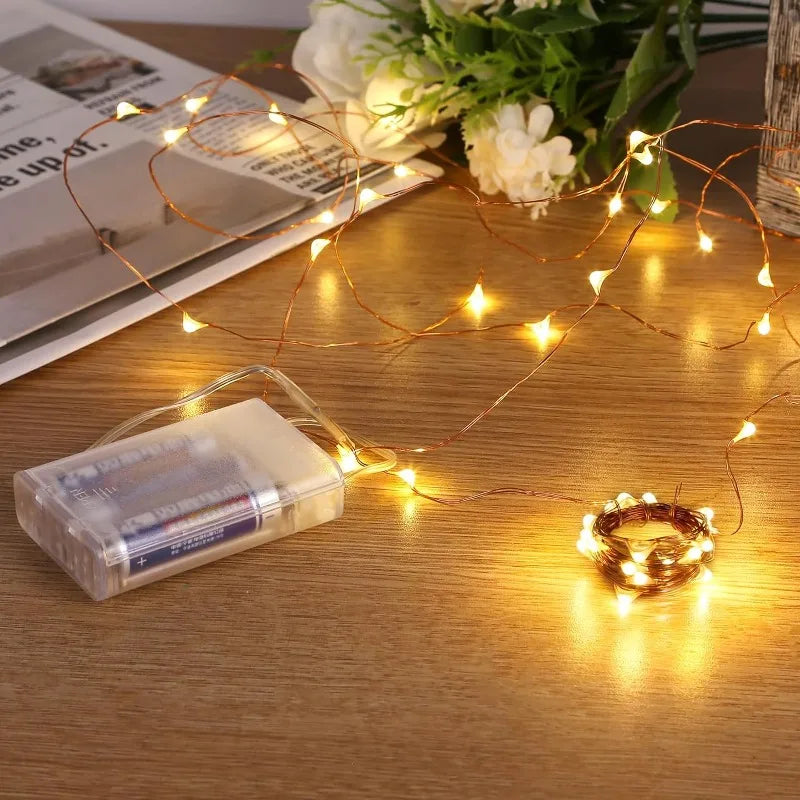 Led fairy lights with copper wire for festive and cosy decoration
