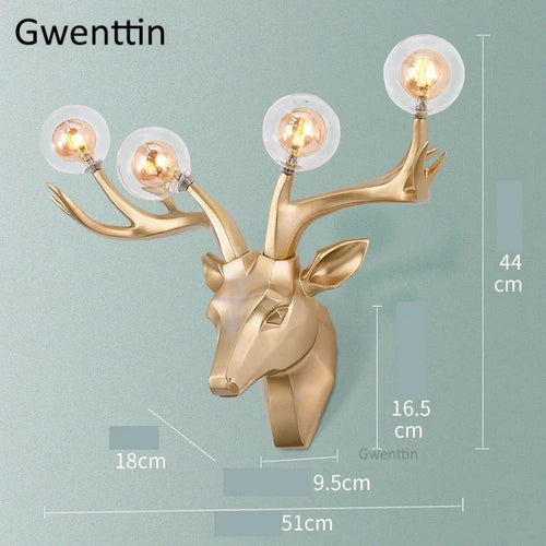 Modern resin LED deer antler wall light - vue 6 sur 9