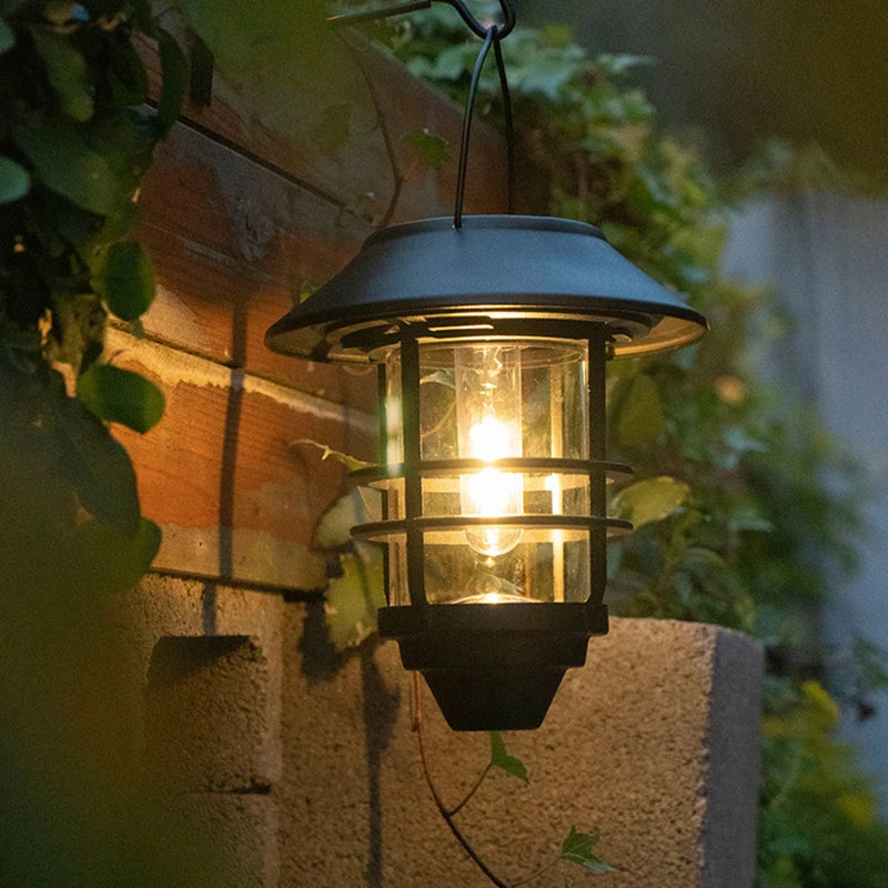Retro vintage waterproof metal solar wall light for garden and outdoor use