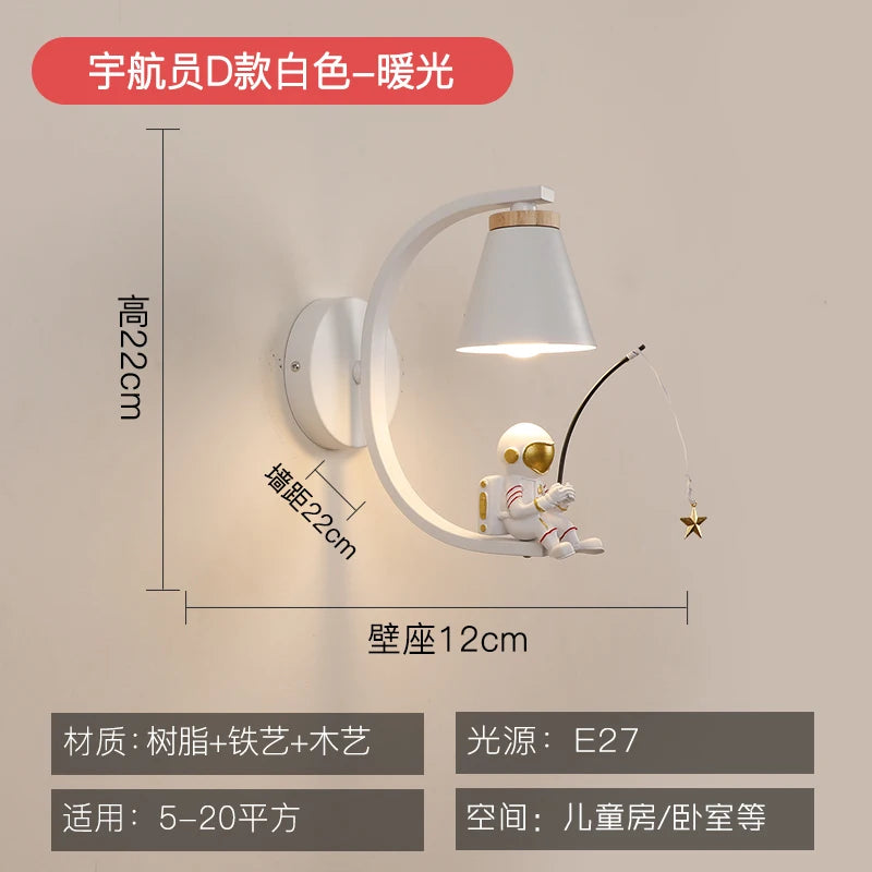 Cartoon astronaut wall lamp LED for children - vue 10 sur 13
