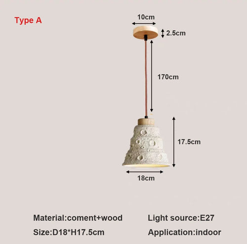 Rustic micro cement pendant light for restaurant and bar - vue 9 sur 8