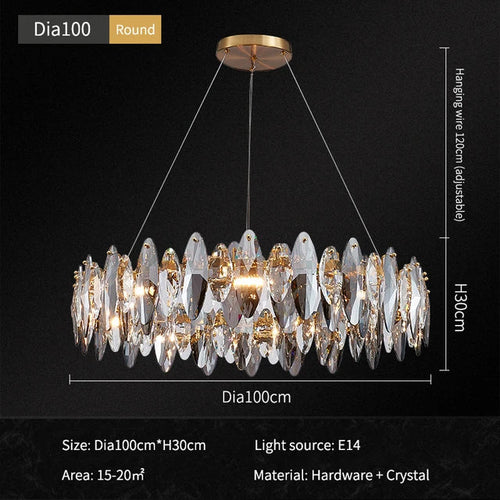 Modern crystal chandelier with LED and round pendants - vue 10 sur 12