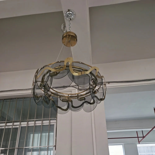 Nordic cloud mist glass chandelier with LED bulb - vue 6 sur 10