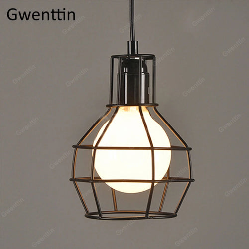 Iron cage pendant light for modern retro interior decor - vue 11 sur 11