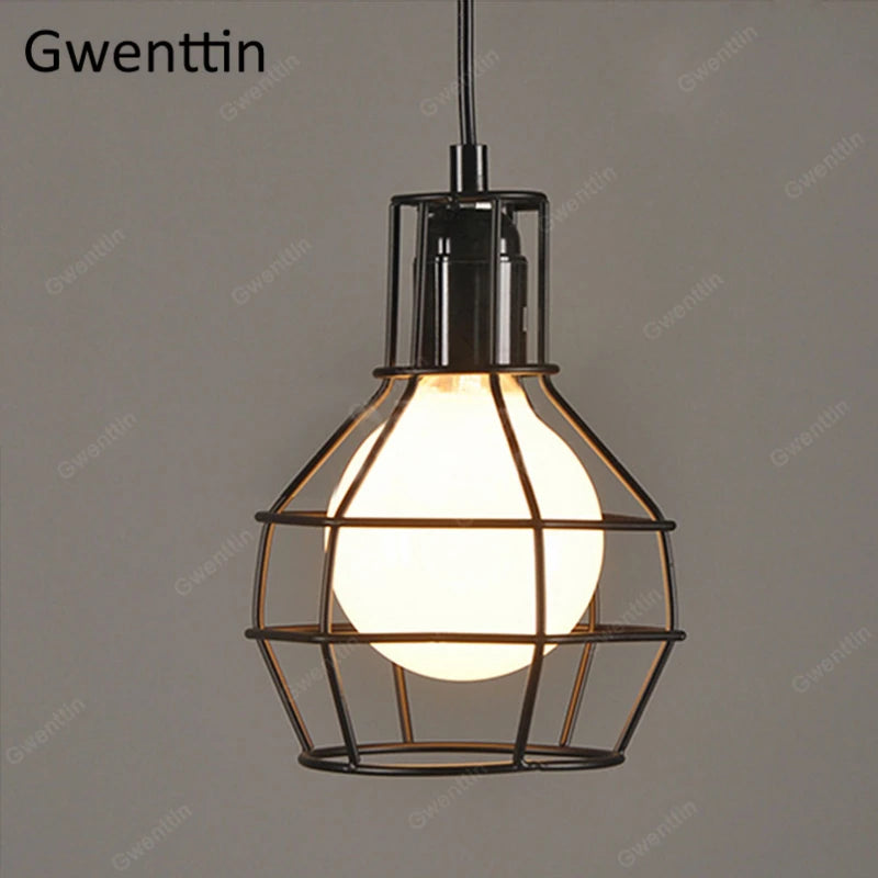 Iron cage pendant light for modern retro interior decor - vue 10 sur 11