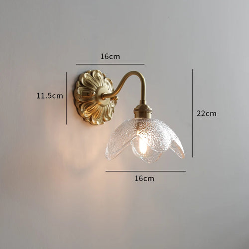 Modern smoked grey glass LED wall light copper indoor - vue 9 sur 23