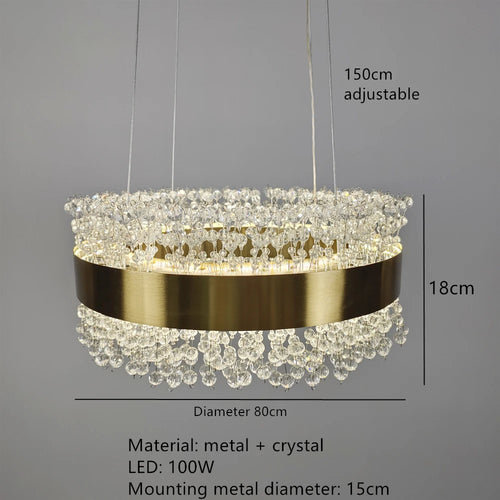 modern crystal chandelier with adjustable gold metal - vue 12 sur 12