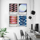 Abstract gradient halo retro Japanese wave decorative wall art