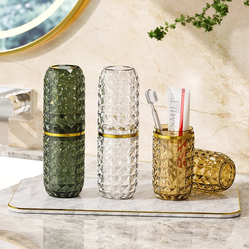 lightweight and luxurious diamond pattern portable dental care travel tumbler
