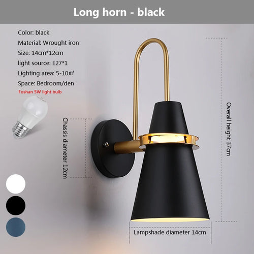 Decorative macaron horn wall light for indoor bar, restaurant, living room, bedroom, hallway or bedside - vue 17 sur 19