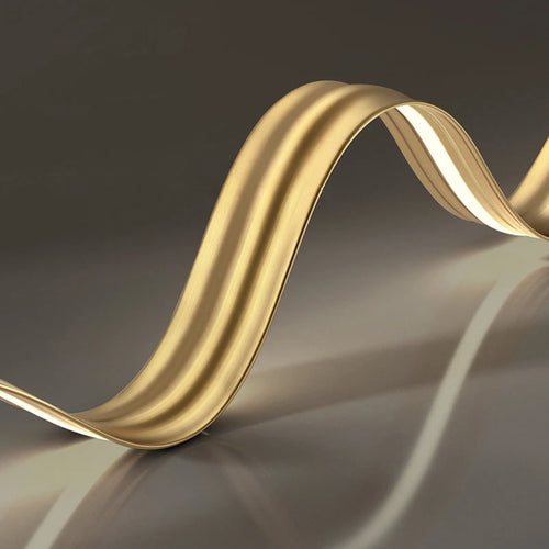 Modern copper LED chandelier with wave design - vue 4 sur 8