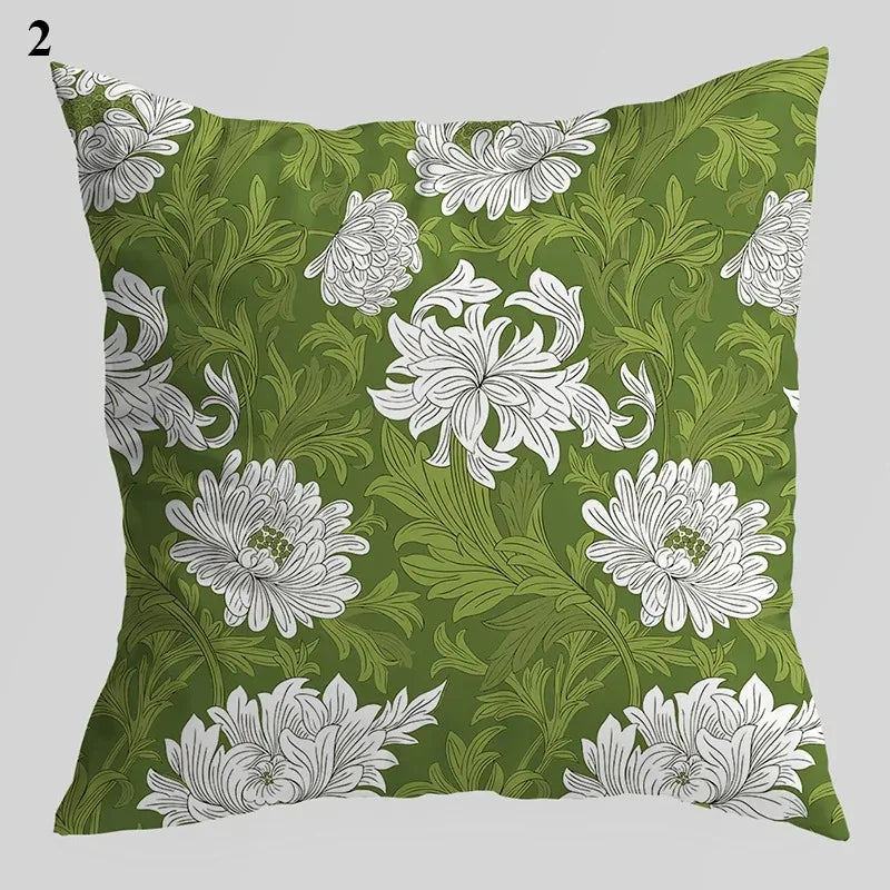 Creative green leaf patterned cushion cover