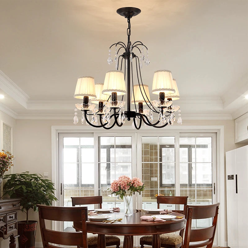 Retro iron and crystal chandelier, creative American style