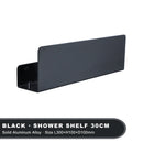 wall mounted storage shelf with aluminum hooks for kitchen and shower