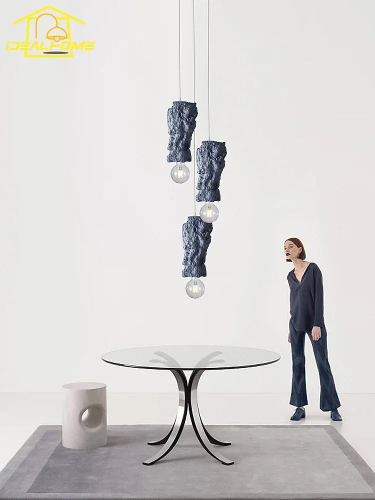 Wabi-sabi resin pendant light decorative indoor fixture - vue 4 sur 9