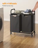 Laundry Basket, 2 Compartments, 2 x 46L, Laundry Hamper with 1 Shelf, Laundry Sorter, Laundry Bag, Extendable and Removable, Per