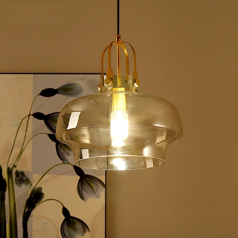 Nordic glass pendant light with modern LED