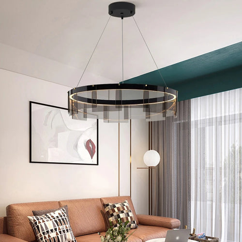 Modern Nordic smoked glass LED pendant chandelier - vue 2 sur 9