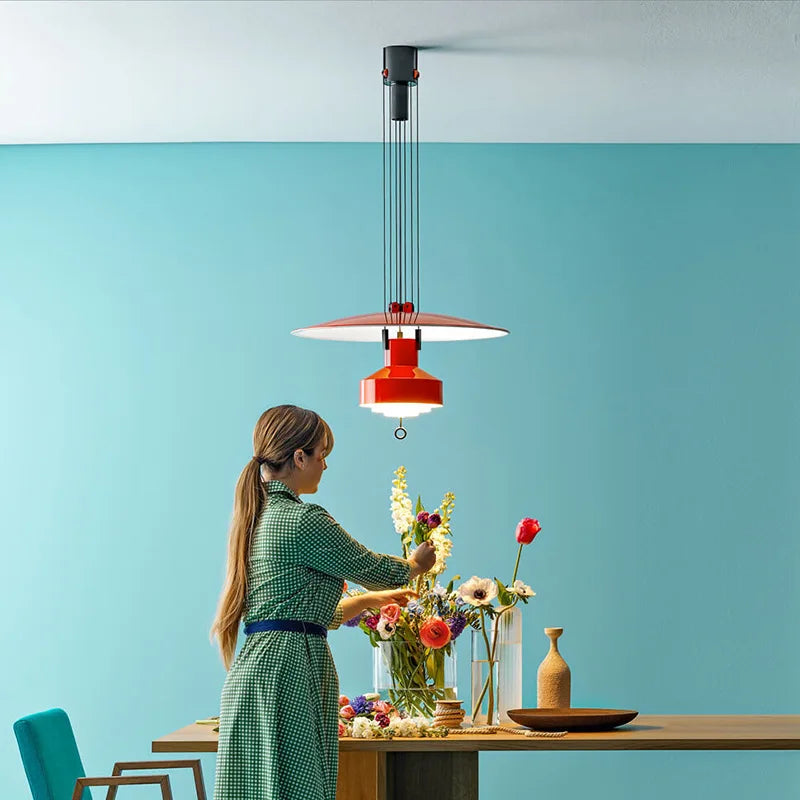 Adjustable designer pendant lamp nordic saliscendi stretchable hanging light for kitchen or restaurant - vue 4 sur 10