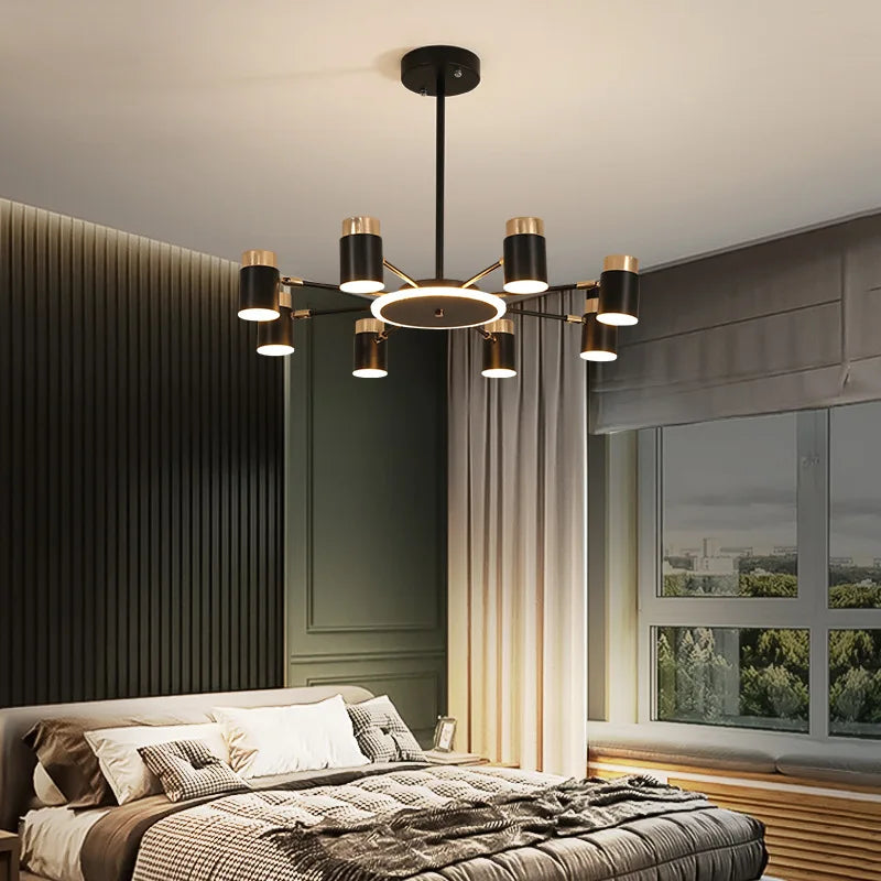 Rotating metal LED chandelier with 3 dimming levels - vue 3 sur 11