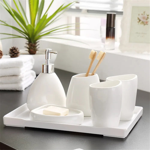 Nordic ceramic soap dispenser for bathroom - vue 3 sur 9