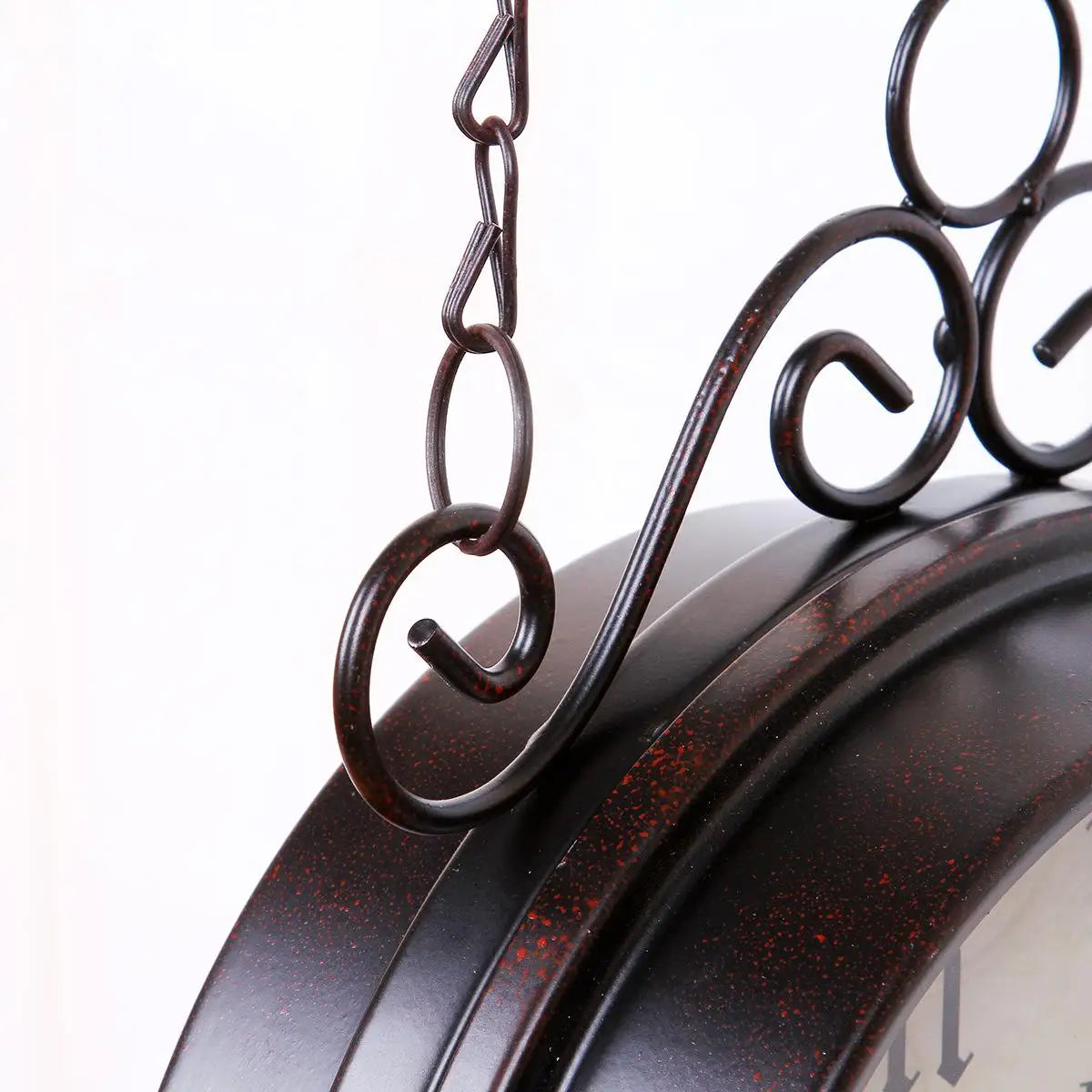 double-sided round wall clock with birds and rose - vue 6 sur 6