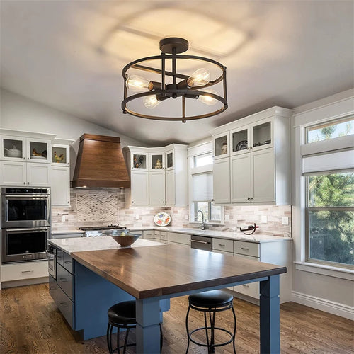 Black metal chandelier for versatile indoor lighting - vue 7 sur 6