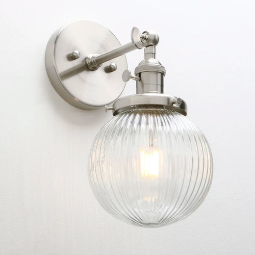 Phansthy vintage industrial wall light with round glass shade - vue 4 sur 10