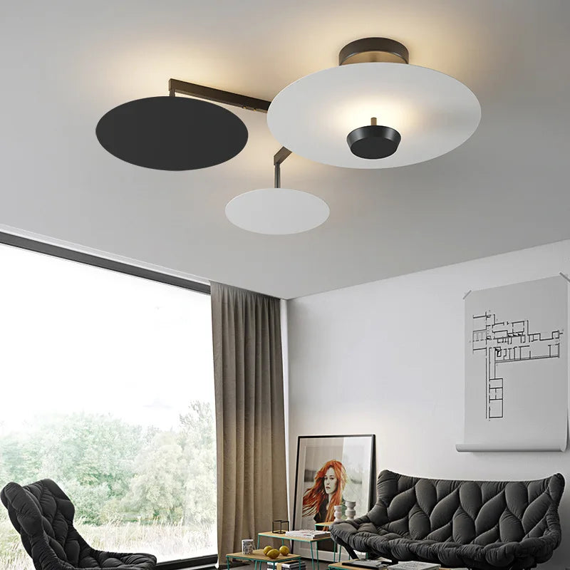 Round chandelier with remote control dimming for art decor living room - vue 4 sur 14