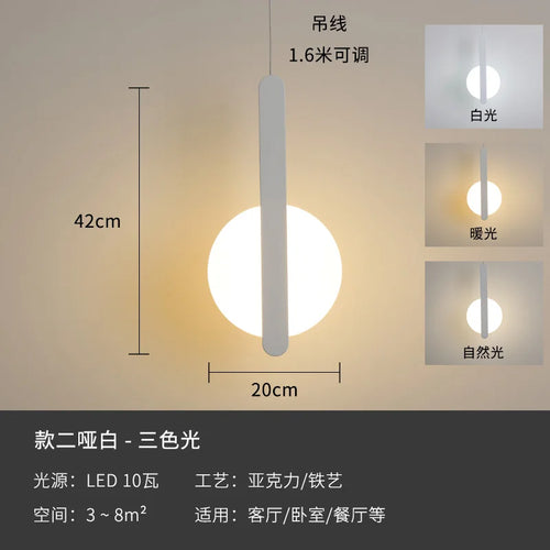 Modern geometric LED acrylic moon pendant light - vue 15 sur 24