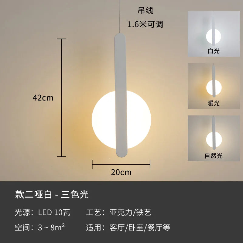 Modern geometric LED acrylic moon pendant light - vue 14 sur 24
