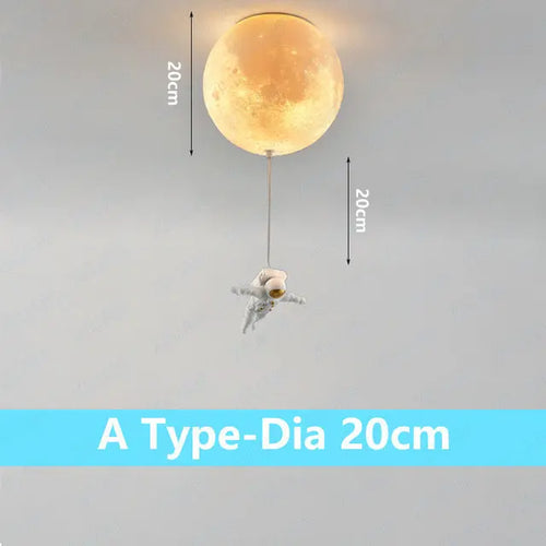 Decorative lunar ceiling light with astronaut, ideal for bedroom - vue 15 sur 15