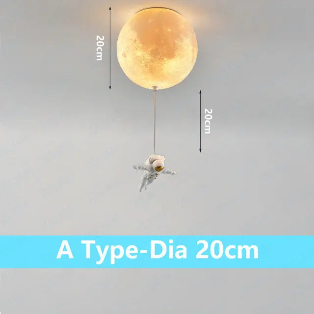 Decorative lunar ceiling light with astronaut, ideal for bedroom - vue 14 sur 15