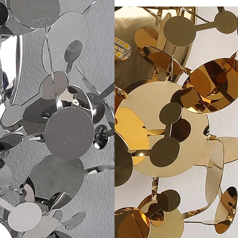 Modern stainless steel wall light with decorative leaves - vue 6 sur 8