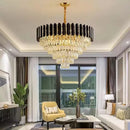 Modern luxury crystal LED chandelier, round or linear design