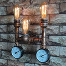 Vintage steampunk iron wall light with water pipe